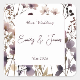 Red Blush Floral Wedding Elegant  スクエアシール