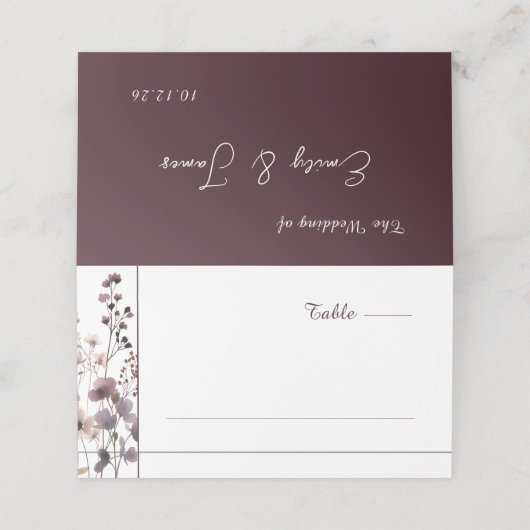 Red Blush Floral Wedding Elegant  プレイスカード (外部開封)