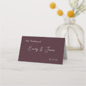 Red Blush Floral Wedding Elegant  プレイスカード (裏面)