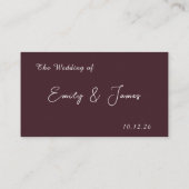 Red Blush Floral Wedding Elegant  プレイスカード (裏面)