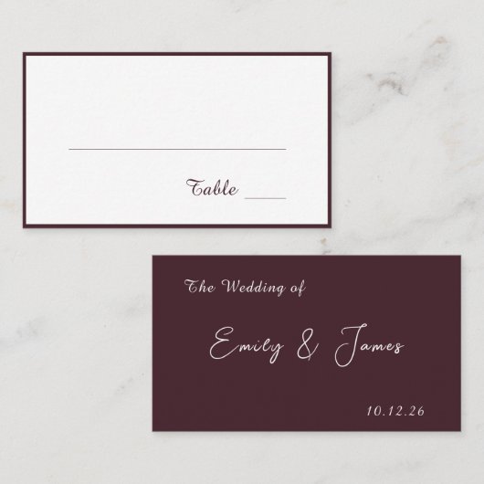 Red Blush Floral Wedding Elegant  プレイスカード (正面/裏面)