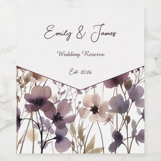 Red Blush Floral Wedding Elegant  ワインラベル (シングルラベル)