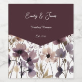 Red Blush Floral Wedding Elegant  ワインラベル (シングルラベル)