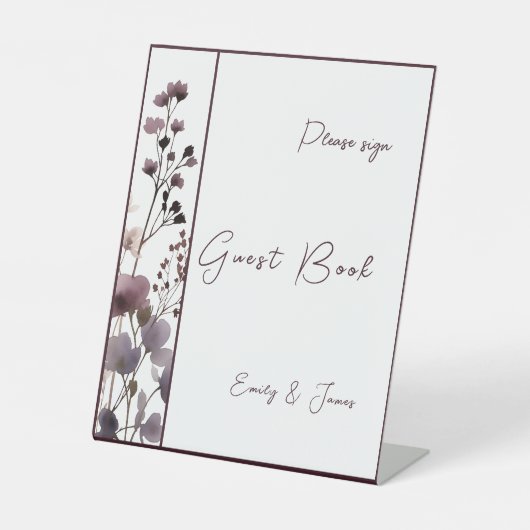 Red Blush Floral Wedding Elegant  台座サイン (正面)