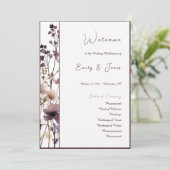 Red Blush Floral Wedding Elegant Romantic プログラム (スタンド正面)