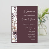 Red Blush Floral Wedding Elegant Romantic プログラム (スタンド正面)