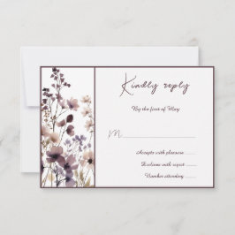 Red Blush Floral Wedding Elegant Romantic 出欠カード