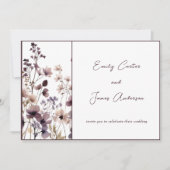 Red Blush Floral Wedding Elegant Romantic 招待状 (正面)