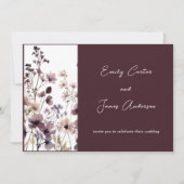 Red Blush Floral Wedding Elegant Romantic 招待状 (正面)