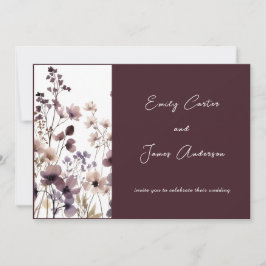 Red Blush Floral Wedding Elegant Romantic 招待状