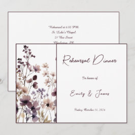 Red Blush Floral Wedding Elegant Romantic 招待状