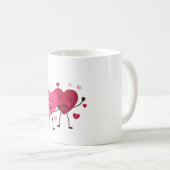 Red & Blush Pink Hearts Romantic Mug コーヒーマグカップ (正面右)