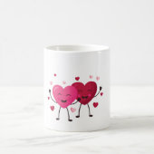 Red & Blush Pink Hearts Romantic Mug コーヒーマグカップ (中央)