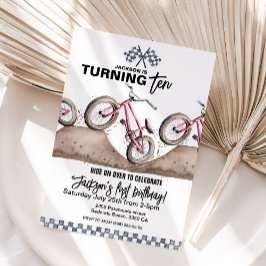 Red BMX birthday invitation, Any age, Dirt bike 招待状