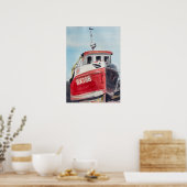 Red Boat Coastal Watercolor ポスター (キッチン)