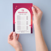 Red Boho Modern Retro Groovy Price List チラシ (ハンドル)