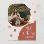 Red Boho Polka Dot Christmas Vertical Single Photo シーズンポストカード (正面)