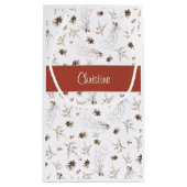 Red Boho Woodland Winterberry Monogram スモールペーパーバッグ (裏面)