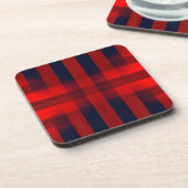 Red Bokeh Buffalo Plaid コースター (左側)