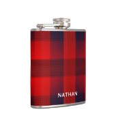 Red Bokeh Buffalo Plaid Personalised フラスク (右)