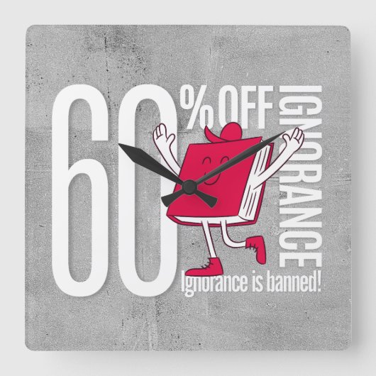 Red Book Character Ignorance is Banned Acrylic スクエア壁時計 (正面)