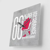 Red Book Character Ignorance is Banned Acrylic スクエア壁時計 (傾斜)