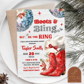 Red Boots and Bling Disco Christmas Bridal Shower 招待状