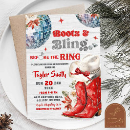 Red Boots and Bling Disco Christmas Bridal Shower 招待状
