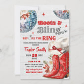 Red Boots and Bling Disco Christmas Bridal Shower 招待状 (正面)