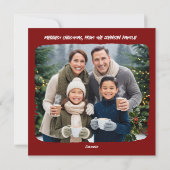 Red border Cute Christmas forest robins and foxes  シーズンカード (裏面)