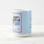 Red Border PHOTO Blue Valentine's Day NAME コーヒーマグカップ (中央)