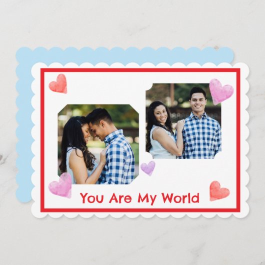 Red Border Scallop PHOTO Valentine's Day (正面/裏面)