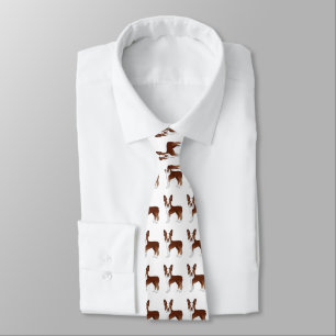 Red Boston Terrier Cute Cartoon Dog Pattern ネクタイ