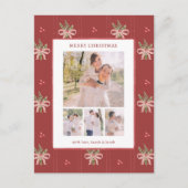 Red Botanical Christmas Photo Postcard シーズンポストカード (正面)
