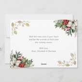 Red Botanical Photo Christmas Blessings Christian シーズンカード (裏面)