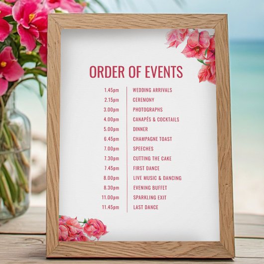 Red bougainvillea wedding order of events ポスター