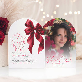 Red Bow結び目のブライダルシャワー写真 招待状