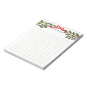 Red Bow and Holly Garland Christmas List ノートパッド (回転)