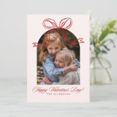Red Bow Arch Frame Valentine’s Day Photo Card 招待状 (スタンド正面)