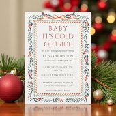 Red Bow Baby It's Cold Outside Baby Shower 招待状