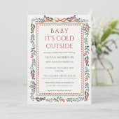 Red Bow Baby It's Cold Outside Baby Shower 招待状 (スタンド正面)