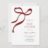 Red bow baby shower 招待状 (正面)