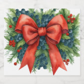 Red Bow Baby Shower Christmas Brunch スパークリングワインラベル (シングルラベル)