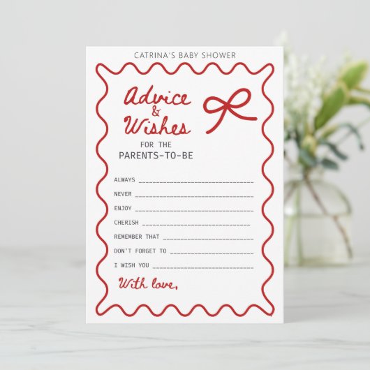 Red Bow Baby Shower - Editable Name, 5x7 招待状 (スタンド正面)