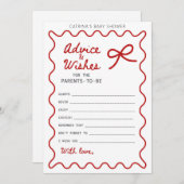 Red Bow Baby Shower - Editable Name, 5x7 招待状 (正面/裏面)