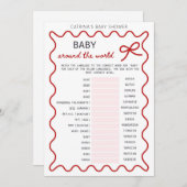 Red Bow Baby Shower - Editable Name, 5x7 招待状 (正面/裏面)
