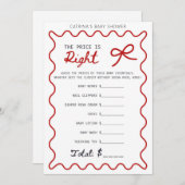 Red Bow Baby Shower - Editable Name, 5x7 招待状 (正面/裏面)