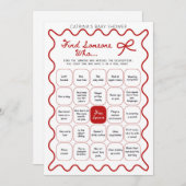Red Bow Baby Shower - Editable Name, 5x7 Invitatio 招待状 (正面/裏面)