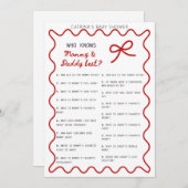Red Bow Baby Shower - Editable Name, 5x7 Invitatio 招待状 (正面/裏面)