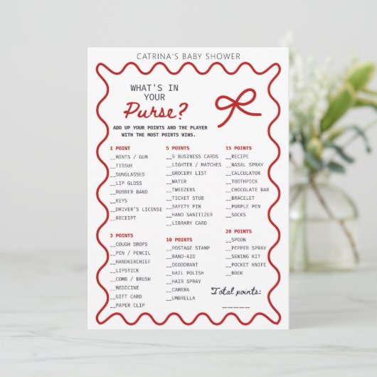 Red Bow Baby Shower - Editable Name, 5x7 Invitatio 招待状 (スタンド正面)